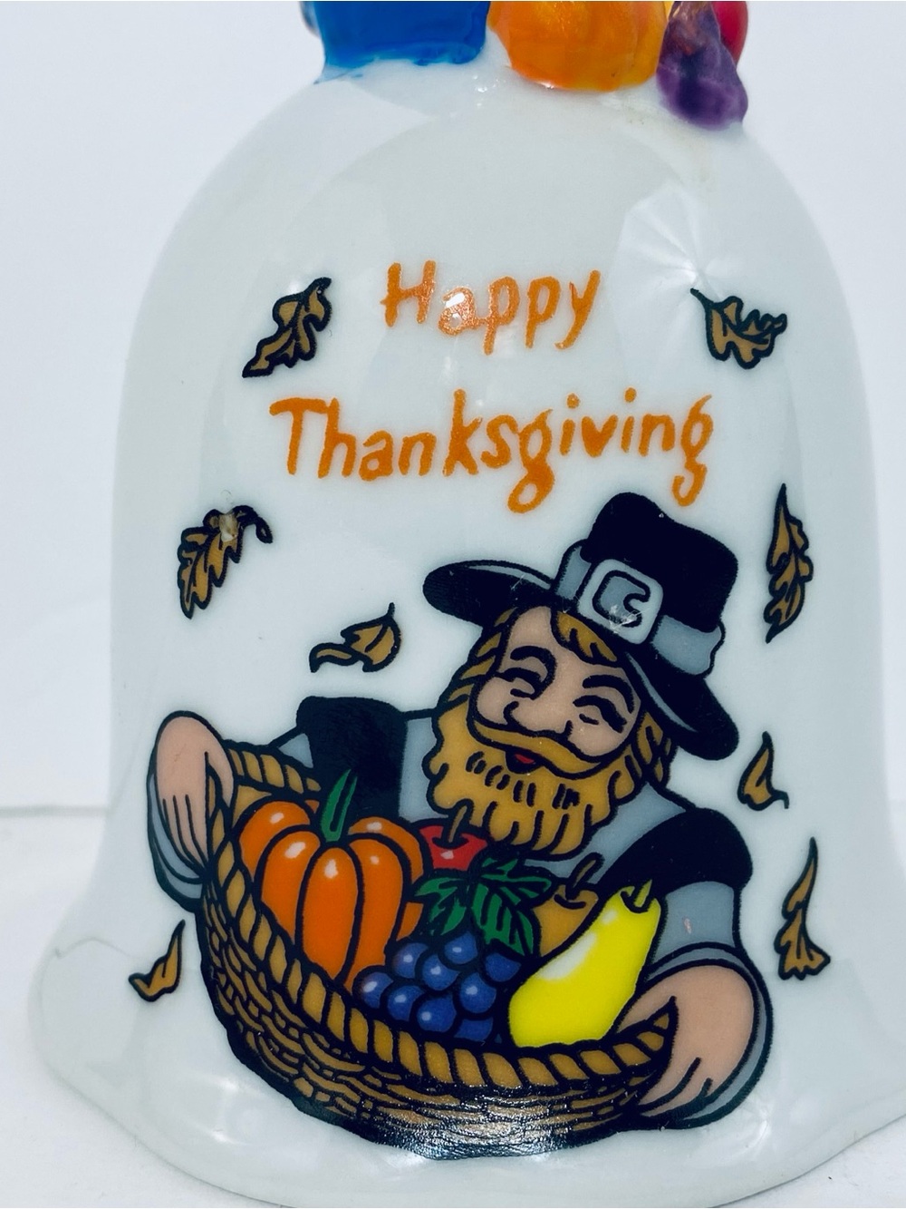 Thanksgiving Turkey Porcelain Handbell Pumpkin Clapper K's Collection NWT - Picture 5 of 12